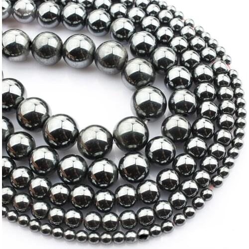 15"(38cm) Strand Round Natural Hematite Stone Rocks 4mm 6mm 8mm 10mm 12mm Beads for Jewelry Making DIY Bracelet Findings