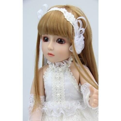 18inch 45cm Reborn baby Doll Ball Jointed Doll BJD Hard Vnyl Toy Girls Gift for Kids Children Wedding Bride White