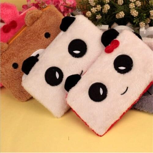 Cute Kawaii Cartoon Panda Plush Coin Purse Women Wallets Small Animal Card Holder Key Bag Money Bags For Girls Porte Monnaie