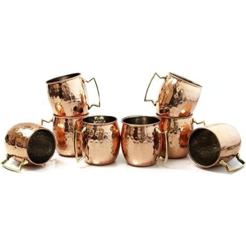 Mini Hammered Moscow Mule Mug Espresso Mugs Shot Glasses: Cute 2oz Mugs for Mini Bar | Set of 4 -Copper Plated