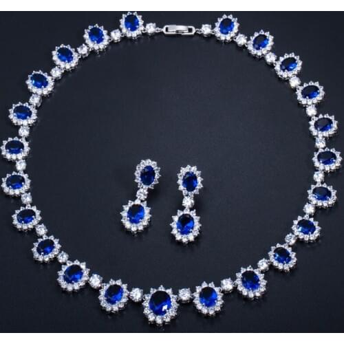 Fashion Luxury Set Chain AAA Zircon Bridal Earring Necklace Two Piece Set Jewelry Set