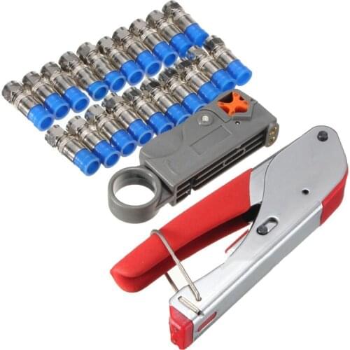 Coaxial Cable Manual Crimping Tool Set Kit For F Connector RG59 RG6 Coax Cable Crimper With 20pcs Compression Connectors