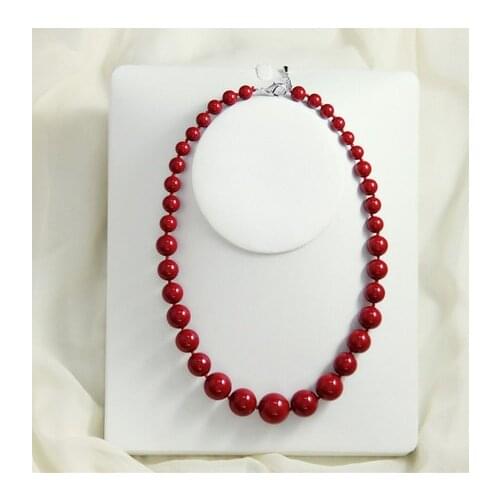 Natural AAA+ 8mm-18mm south sea Coral red shell pearl necklace 18"