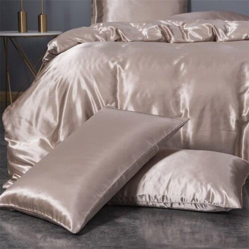 1 Pair Silk Satin Pillowcase Comfortable Pillow Cover Imitated Silk Pillowcase For Bed Throw Single Pillow Covers