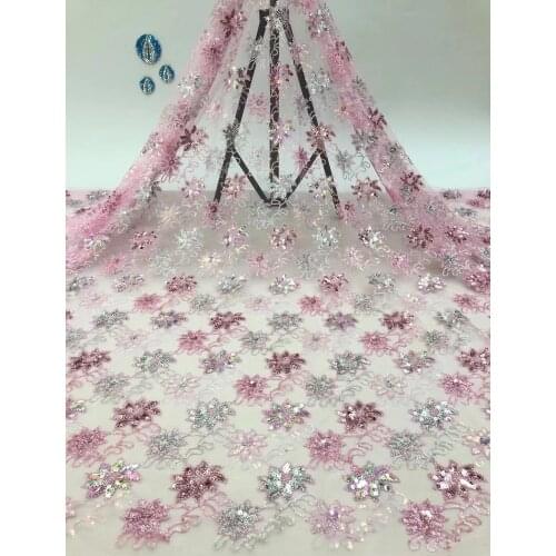 Nigeria Wedding Sequin Lace Fabric Africa French Tulle Lace Fabric 2021 High Quality Lace Fabric D4386