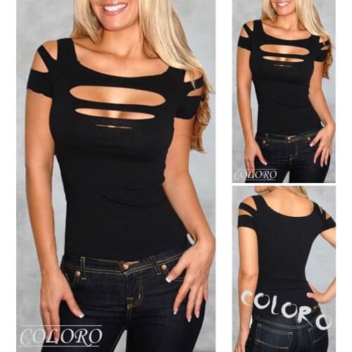 NEW Exposure black Bust hole Vest Tank women sexy Tops club wear Shirt