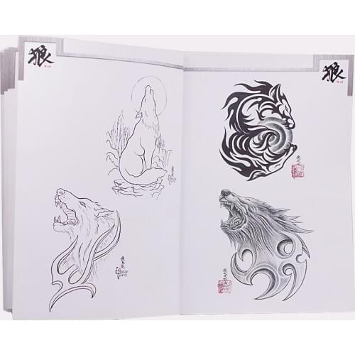 Creative Animal Pattern Tattoo Book Multi Wolf Totem Designs Tattoo Manuscript Reference Book for Tattoo Works Design