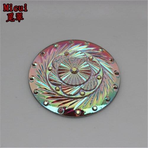 Micui 20pcs 30mm AB Clear Round Resin Rhinestone Flatback Rhinestones Gems Stone for crafts clothing dress decoration ZZ514