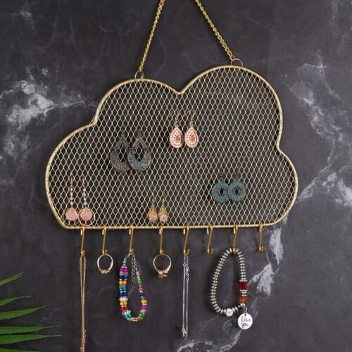 Q0KE Wall Earring Storage Rack Decorative Cloud-shaped Necklaces Storage Rack