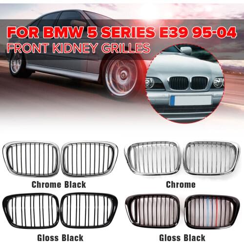Pair Chrome Black/Gloss Black Front Kidney Grille Grilles For BMW E39 M5 5-series 525i 528i 530i 1997-2003 Car Accessories Part