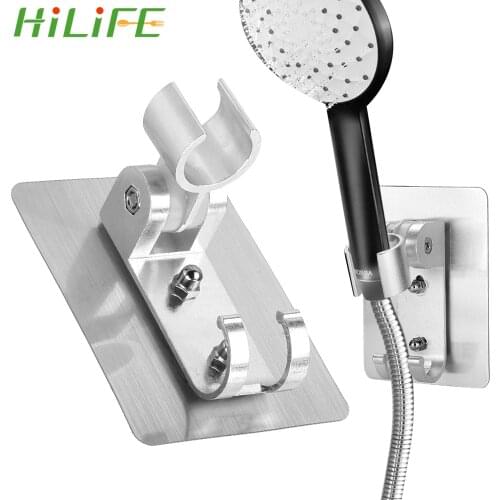 HILIFE Hand Held Bathroom Shower Head Fitting Portable Hook Pedestal Bracket Head Stand Bracket Wall Gel Mounted Shower Holder