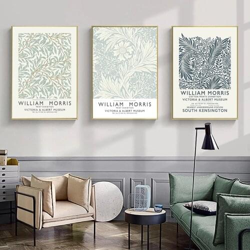 Nordic William Morris Poster Print Abstract Plant Canvas Painting Marigold Larkspur Wall Art Pictures For Livingroom Home Decor