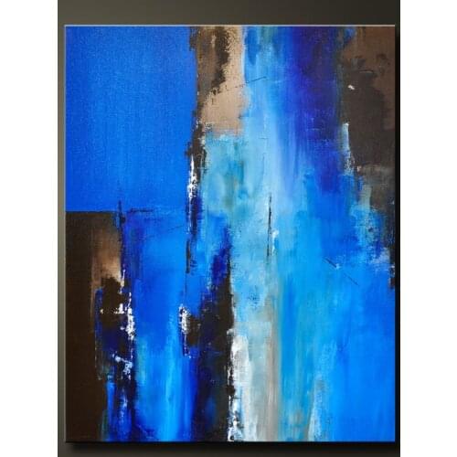 Dark Blue Abstract Landscape Mountain Handpainted Handmade Oil Painting On Canvas Home Decoration