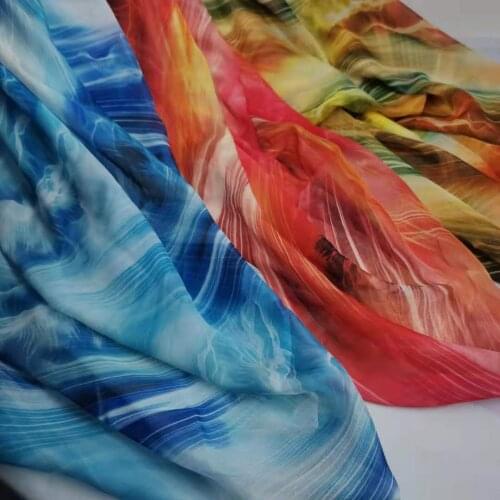 Stage Dress Fabric 30D Chiffon Silky Flowing Ombre Soft Thin DIY Craft Sewing Material