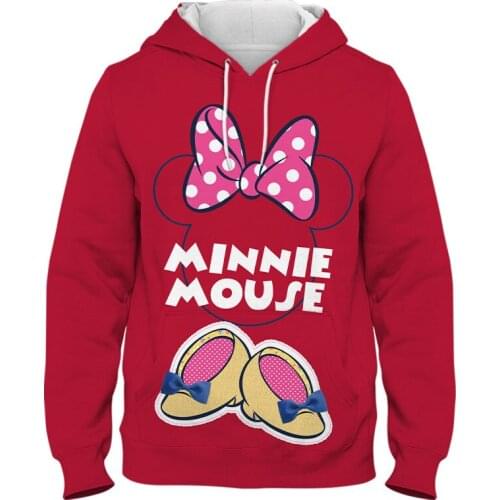 Disney Anime Hoodie Minnie Mouse Dona Jacket 3d Baseball Uniform Pullover Hoodie for Men and Women Oversized Children Clothing