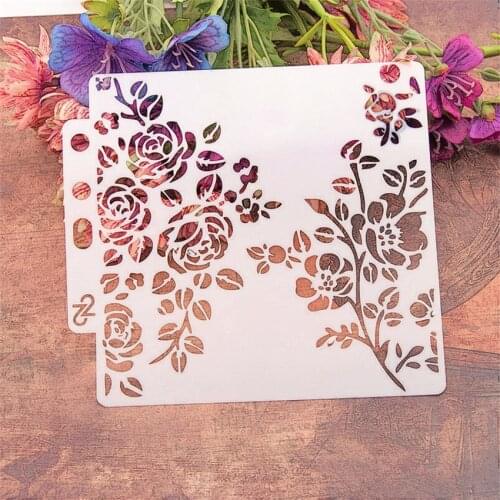 14.1*13 Flowers fence scrapbook stencils spray plastic mold shield DIY cake hollow Embellishment printing lace ruler Easter