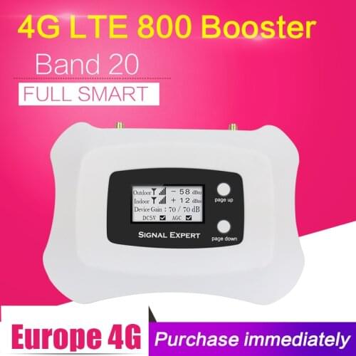 Repeatnet 4G LTE 800mhz B20 Cell Phone Signal Booster LTE Cellular Amplifier LCD Display 70dB Gain N Type Mobile Phone Repeater
