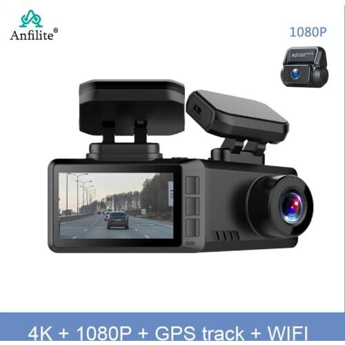 4K 2.45'' GPS Dash Cam Night Vision 2160P Car DVR G-sensor Dual Lens Video Recorder monitor FHD 1080P Rear Camera 24H Parking