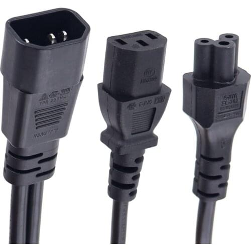 Y Type Splitter Power Cord ,IEC320 C14 Plug 3-Prong Male Power Cable Cord AC Power Adapter to C13 +C5 Female