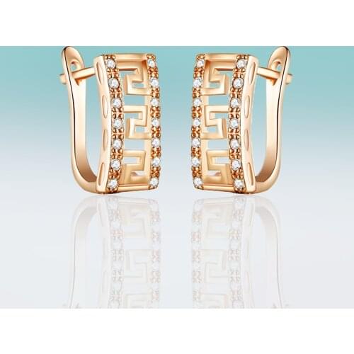 New Fashion Design Geometric Hollow Stud Earrings Cubic Zirconia Earrings For Women Jewelry Gold/Silver Color Party Gift