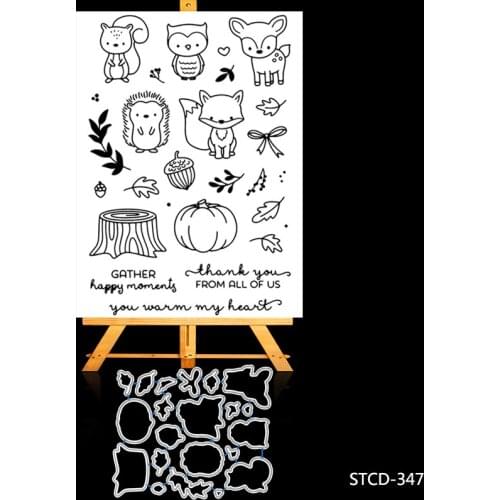 ZhuoAng Animal junior partner Cutting Dies and Clear Stamp Set for DIY Scrapbooking Photo Album Decoretive Embossing Stencial