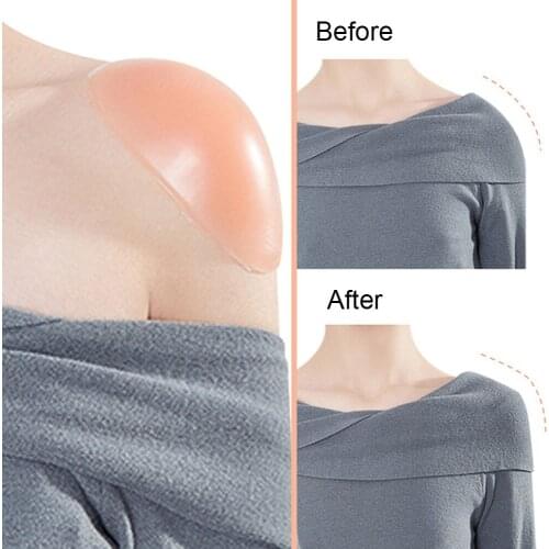 1pair Reusable Self-adhesive Shoulder Pads Sewing Clothes Accessories Padded Soft Silicone Anti-slipping Shoulder Stickers