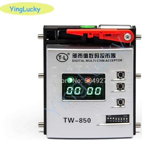 1pcs TW-850 Digital Top Entry Multi Coin Acceptor Token Selector Coin Mech for Arcade Game Cabinet Kiosk Vending Machine
