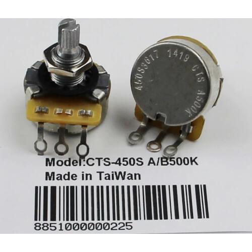 1Pcs CTS 450S Guitar series B500K Metal Knurled Shaft Audio Potentiometers/Pots
