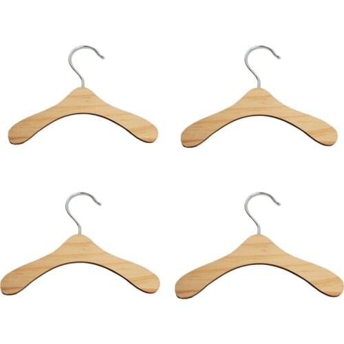 10Pcs Practical Non-Slip Wooden Dolls Clothes Hangers Doll Accessories Coat Dress Jacket Organization Shelf