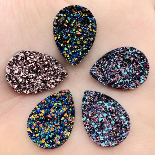 15pcs/lot 18*25mm AB Resin Concave Mineral Surface crystal Rhinestone Flatback Cabochon Stone DIY Wedding Decoration Crafts