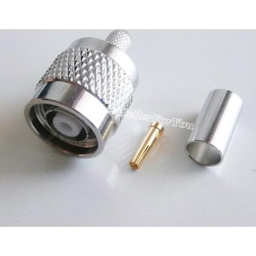 1X RP-TNC Crimp Plug male Female Pin connector for LMR195 RG58 RG142 RG400 cable