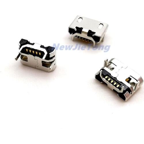 20pcs Type B Micro USB Female Connector Jack Port Socket Connector Flat Mouth Repair Parts For Mobile
