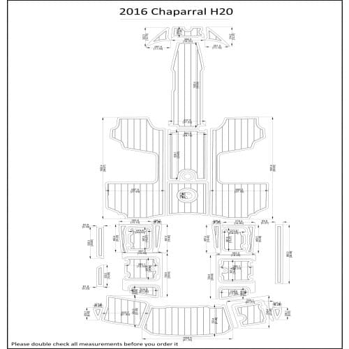 2016 Chaparral H20 Swim Step & Cockpit Pad Boat EVA Teak Decking 1/4" 6mm
