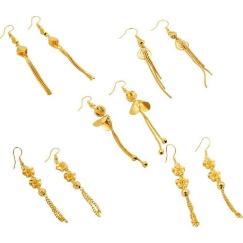 2021 Fashion Unusual Statement Earrings for Women 24K Gold Long Tassel Dangle Drop Earings Brincos Friends Valentines Day Gifts