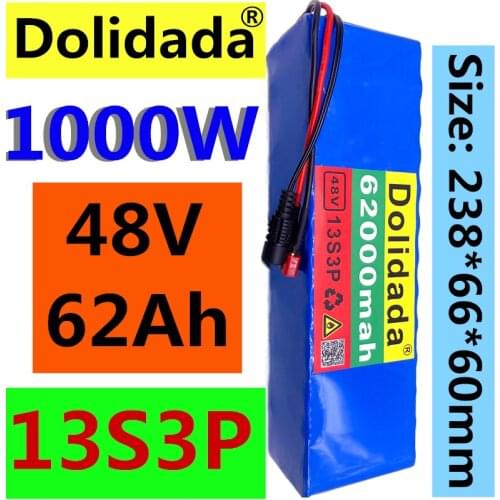 2021 NEW 48V62Ah 1000w 13S3P 48V Lithium ion Battery Pack 62000mah For 54.6v E-bike Electric bicycle Scooter with BMS