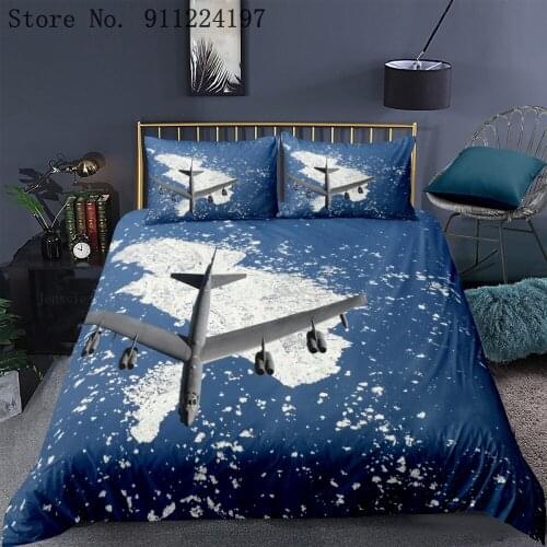 3D Bed Linen Airplane Digital Print Queen Size Bedding For Boys Aircraft Duvet Cover Set Home Textile Bedding Planes 229*229