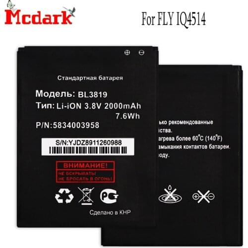2000mAh BL3819 Battery for FLY IQ4514 IQ 4514 Quad EVO Tech 4 Batterie Bateria Accumulator AKKU PIL