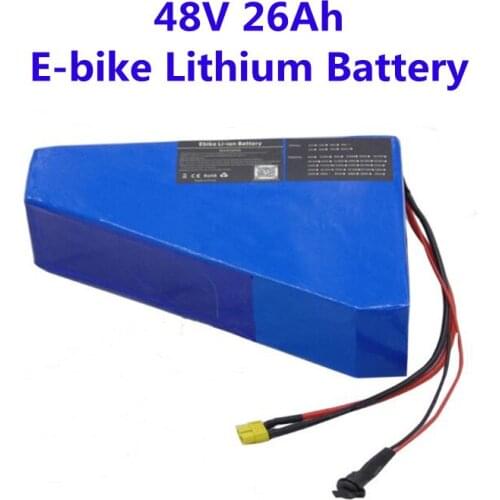 GTK PVC Case 48V 26Ah Lithium Battery Rechargeable Triangle E-bike Battery With BMS 1200W 2400W +Charger For E-bicycle E-scooter