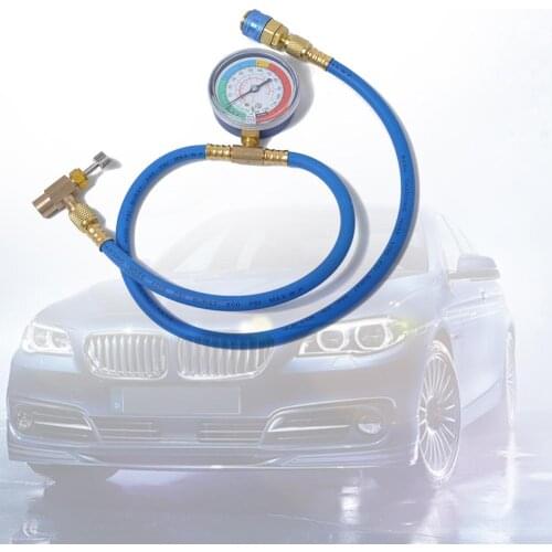 Car AC Air Conditioning R134A Refrigerant Recharge Hose w/ Pressure Gauge
