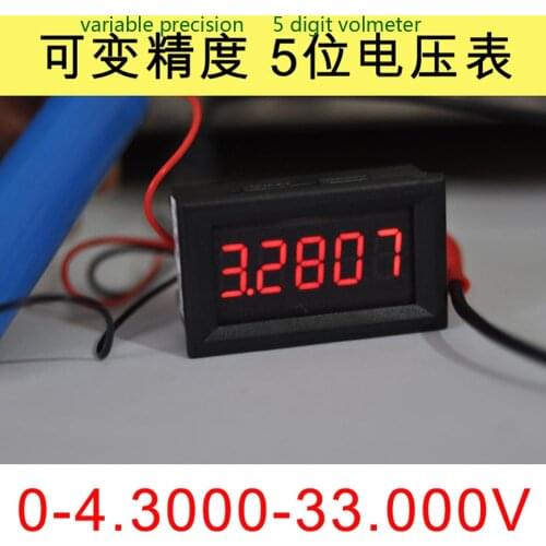 DC 0-33V 0.36" Digital Voltmeter three Wires 5 Digit voltage Panel meter LED Display Color 5pieces/lot