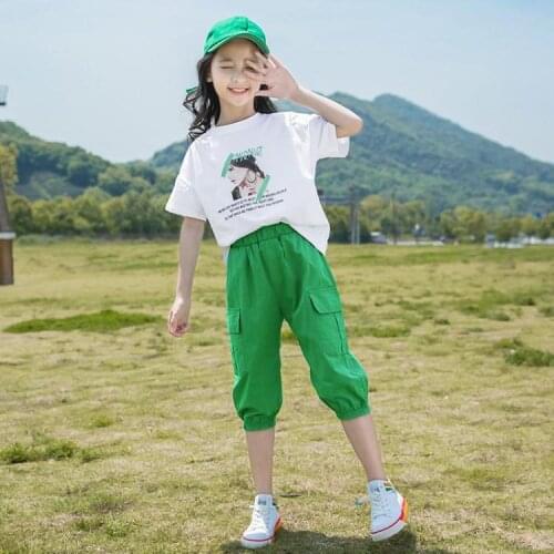 Children Girls Summer Clothes Outfits cotton T-shirt + Shorts Casual Tracksuit For Kids Clothing Two-Piece Set 4 6 8 10 12 Years