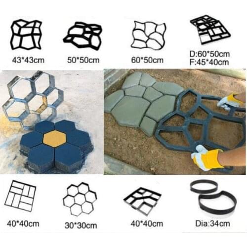 Path Maker Mold Reusable Concrete Cement Pebble Stone Design Paver Walk Mould DIY Irregular Cement Brick Molds