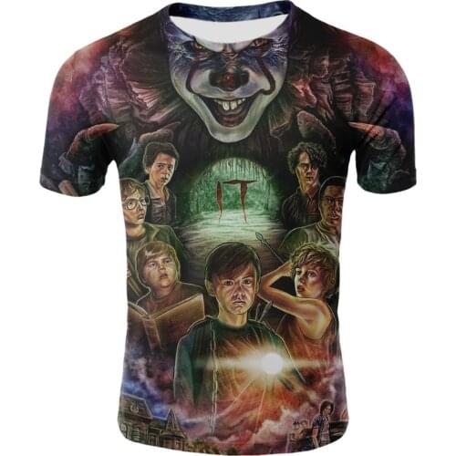 Horror Movie It Penny Wise Clown Joker 3D Print Tshirt Men/Women Hip Hop Streetwear Tee T shirt Cool Clothes Man Tops tees