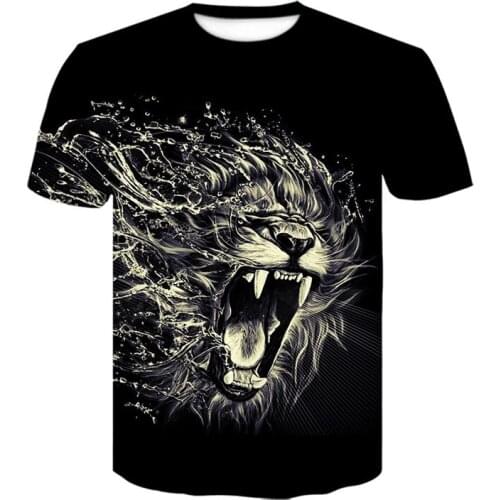 New 3D Hand-Painted Animal Lion Graphic T Shirts Summer Fashion Hip Hop Personality Streetwear Print T-shirt Cool Style T-shirt