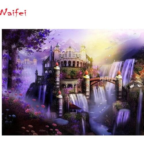 Full Drill Square Diamond Painting Fantasy fairytale castle 5D waterfall Embroidery New Arrival Diamond Art Home Decoration