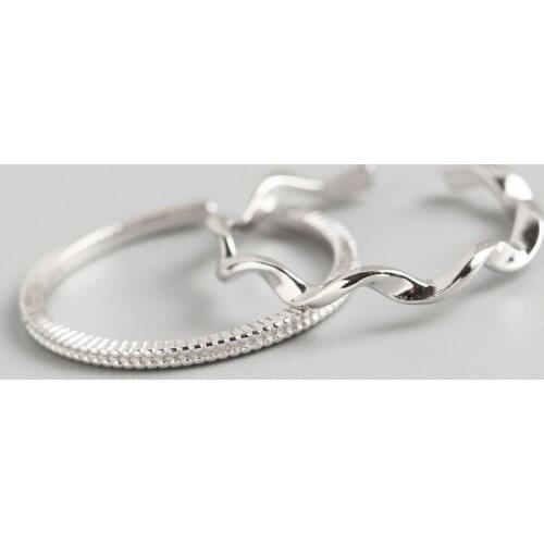 MOFLO S925 Sterling Silver Geometric Twisted Line Rings Mobius Minimalist Thin Tail Ring Wild Silver Ring Hand Jewelry