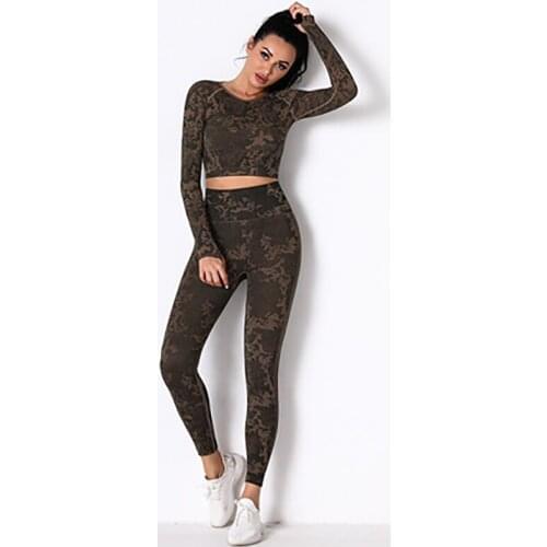 2021 Hot-selling Seamless Knitted Camouflage High Elastic Sweat-Absorbent Yoga Leggings For Fitness Gym Clothing 6321