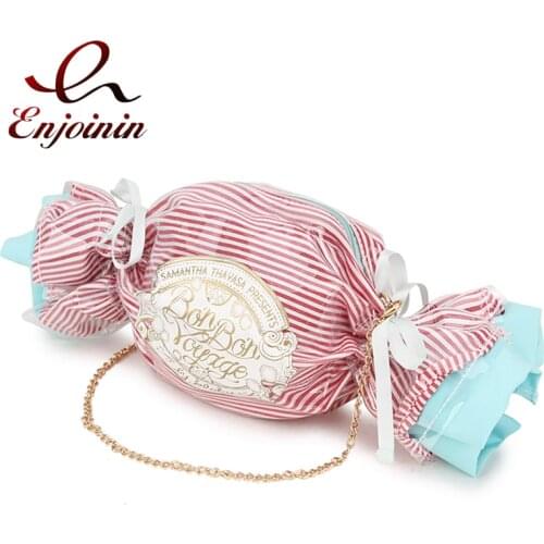 Kawaii Candy Shape Chain Shoulder Bag for Women Fashion Purses and Handbags Novelty Clutch Cute Crossbody Bag PVC Pink Pouch