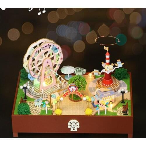 DIY Miniature Furniture Dollhouse Amusement Park Manual Handmade Assembled 3D Model Doll House for Children Gifts Home Decor