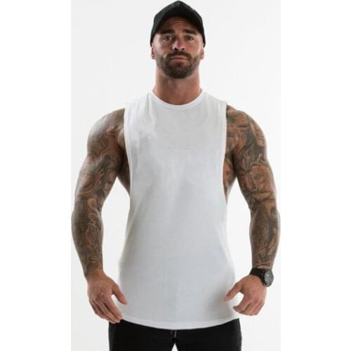 Brand Bodybuilding Clothing Fitness Mens Flow Cut Off T-shirts Dropped Armholes Gym Tank Tops Workout Sleeveless Vest Tanktop